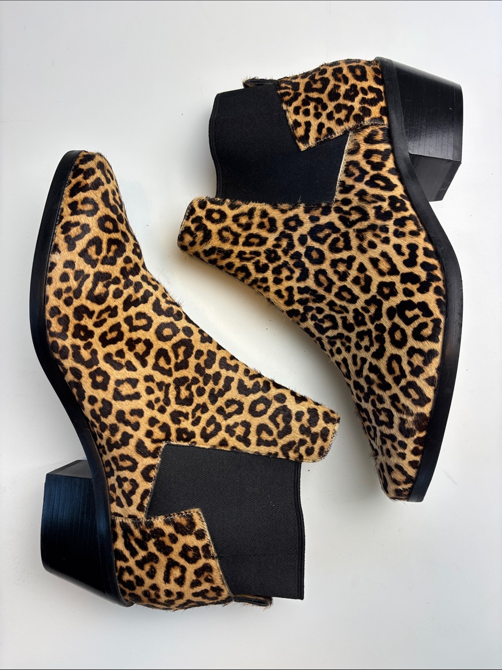 Cole Haan Chelsea Booties Leopard Pony Hair Tan Women 8.5 Ankle W18624